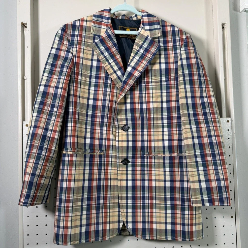 Vintage Quarterback Coached by Esskay Kids Plaid Blazer Multi-Color Sport Coat